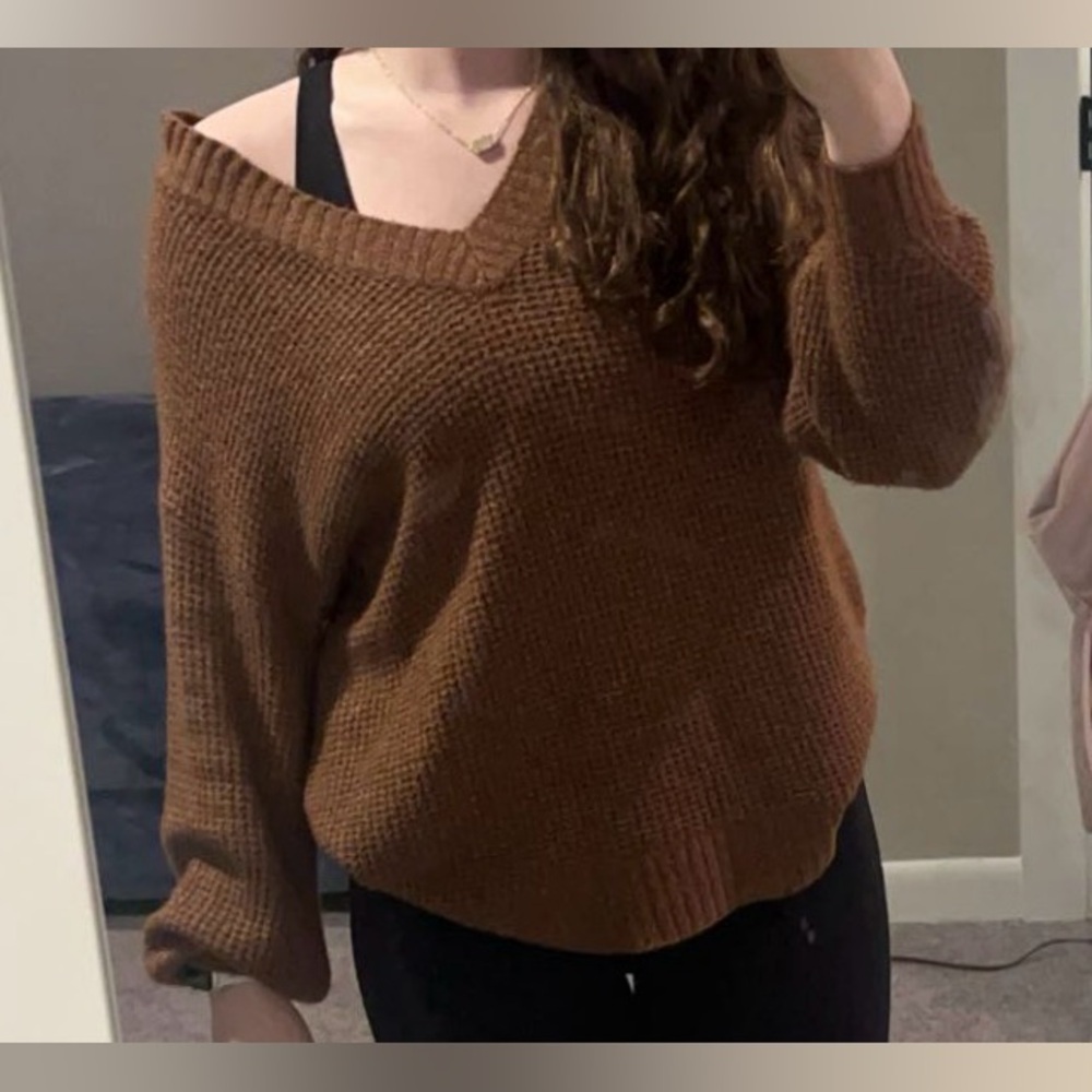 American Eagle Outfitters Brown V-Neck Sweater